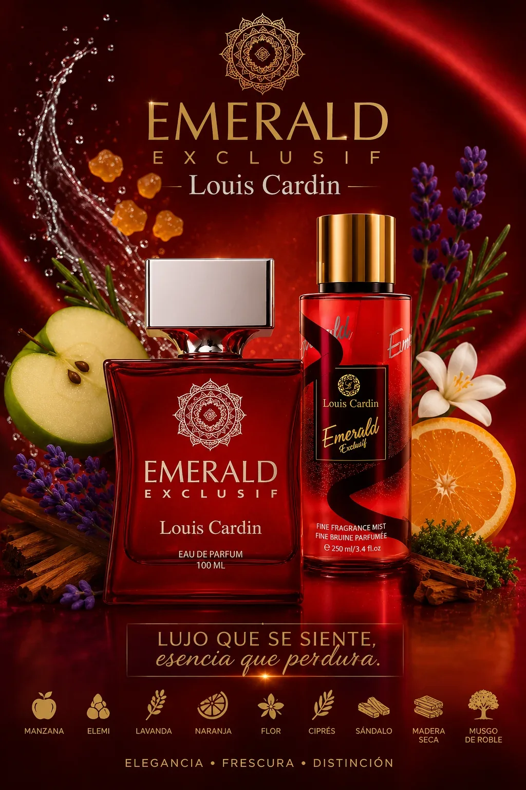 LOUIS CARDIN COMBO EMERALD RED CON BODY MIST
