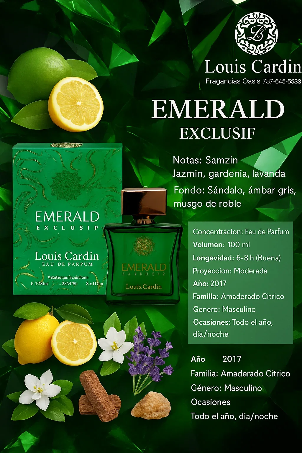 Louis Cardin Emerald Exclusif Green Homme EDP 100ml